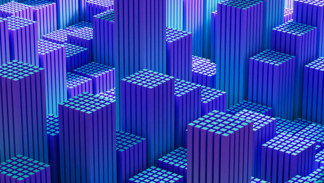 Colorful abstract cityscape with geometric shapes