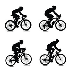 Fototapeta premium vector illustration of cycling silhouette set, Black & White silhouette set