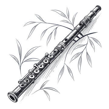 Awe-inspiring Create Bold Stroke Suling Bamboo Flute Whi Expert Photography Craft Bright Cheerful Mood Great for Website Design Projects Premium Stock Photography Resource Creative Asset