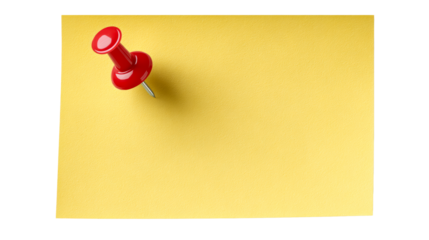 Red Pushpin Securing Yellow Paper Memo Square