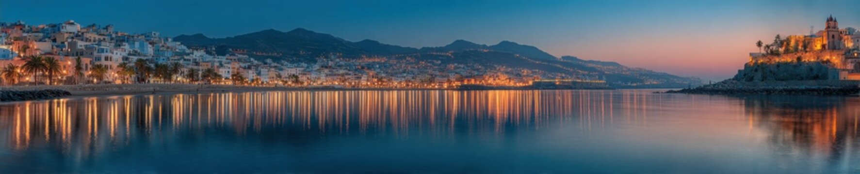 Authentic Ceuta Day Coastal Cityscape at Dusk with Modern and Historic Architecture for Summer Festival Marketing and Social Media Campaigns