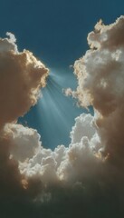 Premium High-Contrast Cloud Formation with Sunburst Rays Authentic Ethereal Atmosphere for Modern Lifestyle Marketing and Inspirational Social Media Content