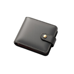 Dark leather bi-fold wallet on a black background.
