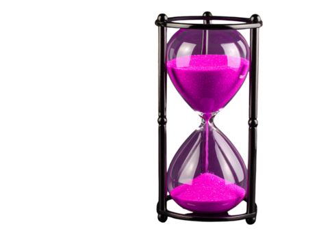  Futuristic Hourglass Design with Neon Purple Sand Glow