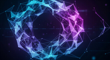 Naklejka premium Abstract technology communication background with glowing lines, connecting dots, and futuristic network patterns in modern vector style.