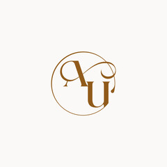 monogram elegant style luxurius feeling with flow AU circle fows wedding logo letter