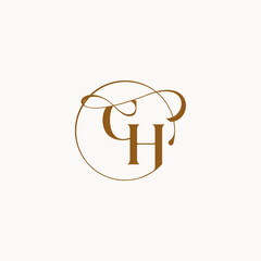 monogram elegant style luxurius feeling with flow CH circle fows wedding logo letter