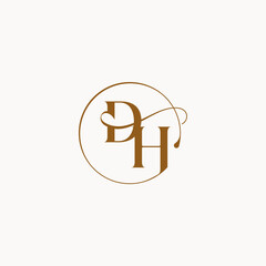 monogram elegant style luxurius feeling with flow DH circle fows wedding logo letter