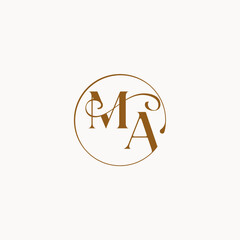 monogram elegant style luxurius feeling with flow MA circle fows wedding logo letter