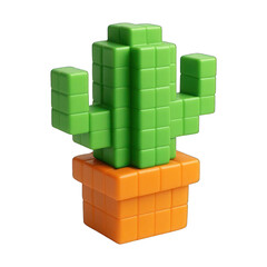 Naklejka premium PNG Pixelated cactus in pot