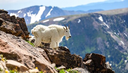 Obraz premium Mountain goat on rocky summit