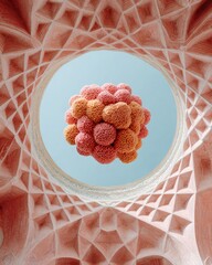 Islamic Remembrance Day Architecture Premium Ornate Imam Mosque Dome in Kerman with Geometric Design for Cultural Travel Marketing Campaign