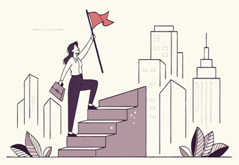 Fearless female entrepreneur leading business success banner