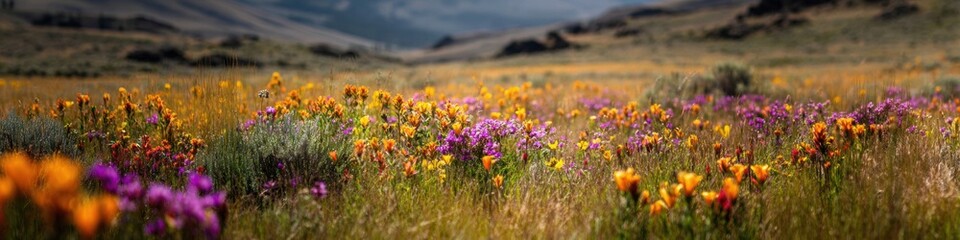 High-Quality Mountain Meadow with Wildflowers and Rolling Hills Authentic Seasonal Landscape for Millennial Travel and Outdoor Lifestyle Marketing Content