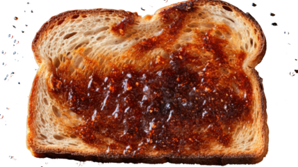 deeply toasted bread with a fiery center on white background