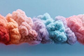 Modern high-quality conceptual rainbow cloud composition for digital weather report and climate data visualization in tech marketing and editorial content