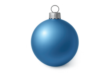 Blue christmas ball ornament hanging with transparent background