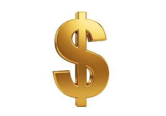 Golden dollar sign isolated on transparent background