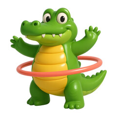 Obraz premium PNG Playful crocodile hula hooping