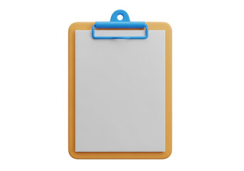 Brightly colored clipboard with blank paper isolated on transparent background