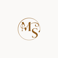 monogram elegant style luxurius feeling with flow MS circle fows wedding logo letter