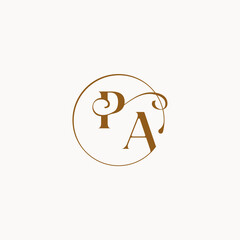 monogram elegant style luxurius feeling with flow PA circle fows wedding logo letter