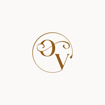 monogram elegant style luxurius feeling with flow OV circle fows wedding logo letter