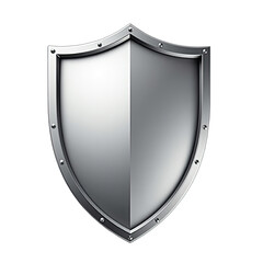 Polished metallic shield against a dark background.