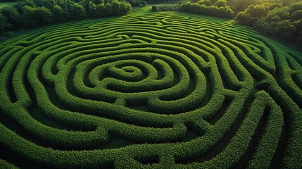 green grass in a maze
