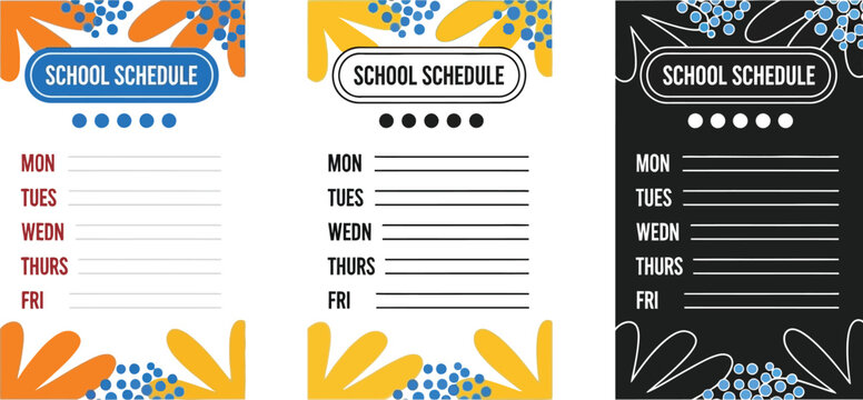 Printable school schedule template weekly planner organizer - Powered by Adobe