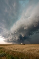 Dramatic Wildfire Preparedness Storm Cloud and Lightning Over Rural Plains Premium Emergency Campaign Content for Modern Marketing and Social Media Use