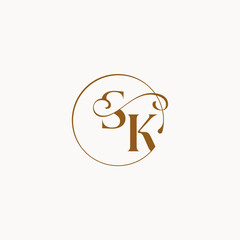 monogram elegant style luxurius feeling with flow SK circle fows wedding logo letter