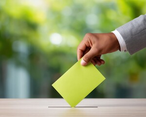 Professional Businessman Submitting Vote Outdoors Authentic Civic Engagement for Millennial Voters, Modern Democracy Rights Marketing Content Campaign