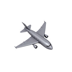 Obraz premium Gray airplane model on a black background.