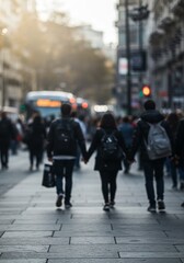 都会の夕暮れ時、手をつなぐ恋人たち