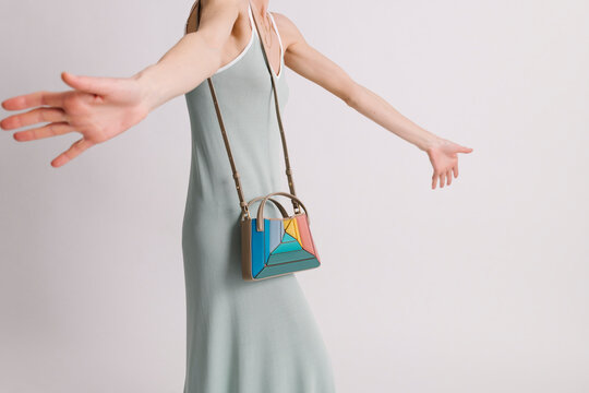 Stylish Handbag with Creative Geometric Design on a Minimal Back