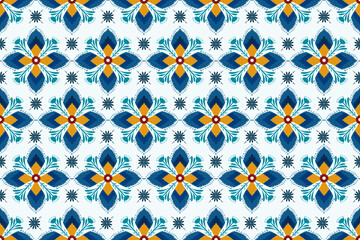 Seamless blue and yellow floral pattern for fabric, wallpaper, clothing, and crafts.