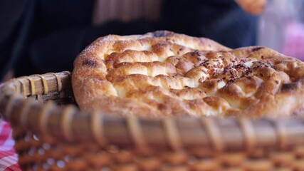 Freshly baked bread from local bakery in vibrant market