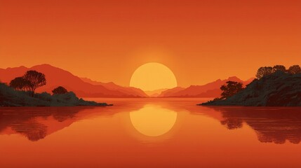 Sunset Reflection Vector Art夕日反射のベクターアート5