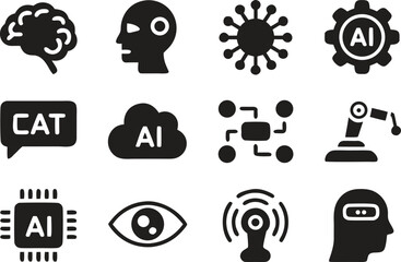 Artificial Intelligence Icons &ndash; AI, Machine Learning, Automation, and Robotics Vector Set