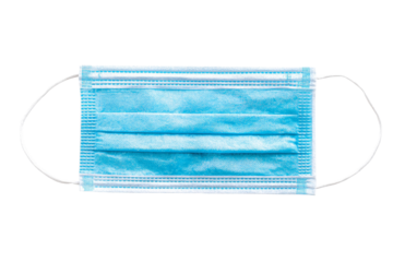 Blue medical face mask isolated on transparent background