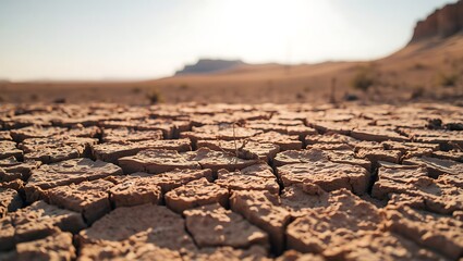 Obraz premium Dried cracked earth desert landscape arid land drought