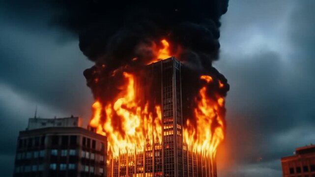 Inferno Engulfs Skyscraper: Dramatic City Fire