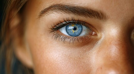 Obraz premium Close-Up of Blue Eye with Earth Reflection Capturing Global Vision and Human Connection