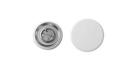 Two oval metal objects one open with gears isolated on transparent background
