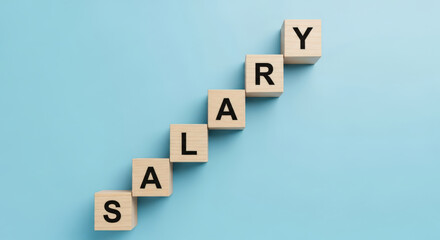 Salary Increase Concept Wooden Blocks Arranged as a Staircase Symbolizing Career Advancement Financial Growth and Professional Development Opportunities