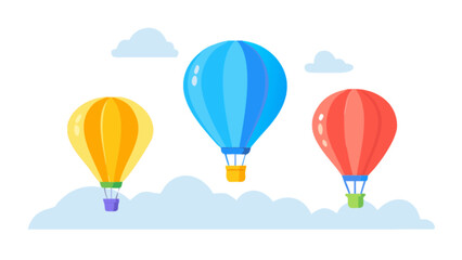 Colorful hot air balloons vector illustration for travel adventure and sky exploration design and fun graphic projects