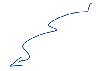 手描きの青いラフな矢印