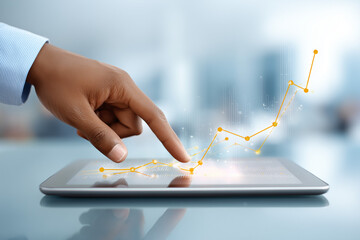 Touchscreen Financial Data Analysis with Rising Growth Line