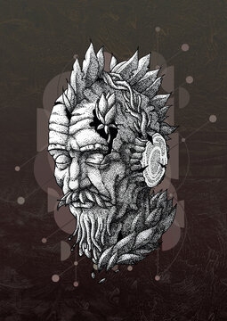 Music is nature. Elder of the forest listening to music